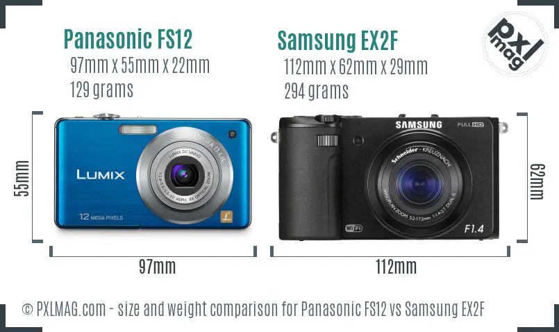 Panasonic FS12 vs Samsung EX2F size comparison Panasonic FS12 vs Samsung EX2F size comparison