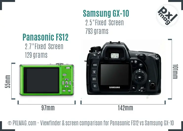 Panasonic FS12 vs Samsung GX-10 Screen and Viewfinder comparison