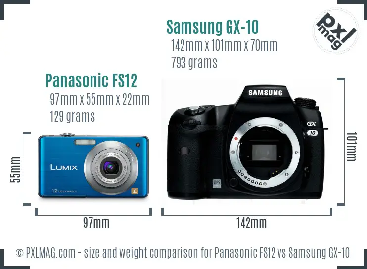 Panasonic FS12 vs Samsung GX-10 size comparison