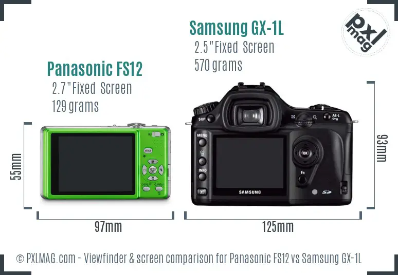 Panasonic FS12 vs Samsung GX-1L Screen and Viewfinder comparison