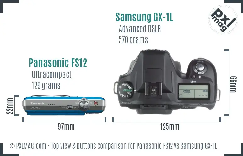 Panasonic FS12 vs Samsung GX-1L top view buttons comparison