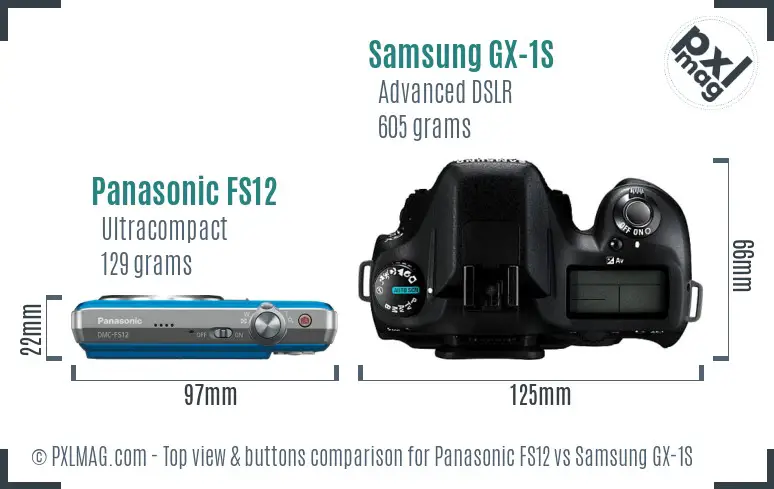 Panasonic FS12 vs Samsung GX-1S top view buttons comparison