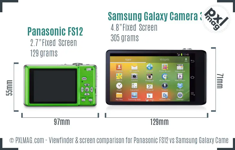 Panasonic FS12 vs Samsung Galaxy Camera 3G Screen and Viewfinder comparison