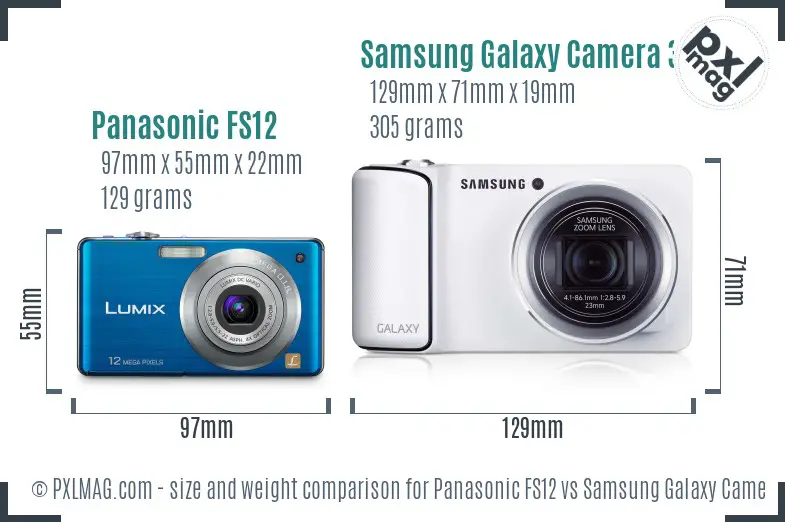 Panasonic FS12 vs Samsung Galaxy Camera 3G size comparison