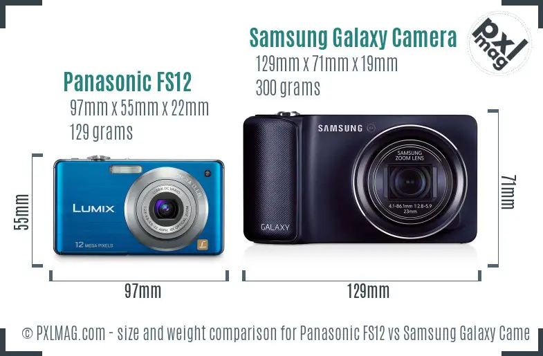 Panasonic FS12 vs Samsung Galaxy Camera size comparison