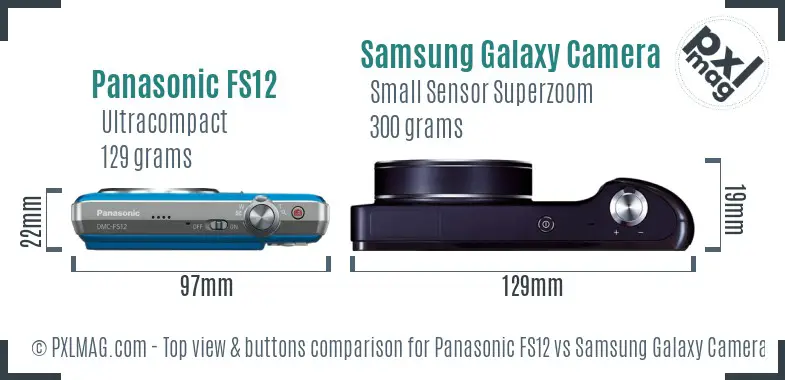 Panasonic FS12 vs Samsung Galaxy Camera top view buttons comparison