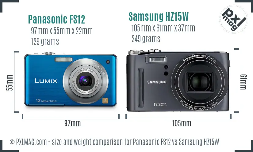 Panasonic FS12 vs Samsung HZ15W size comparison Panasonic FS12 vs Samsung HZ15W size comparison