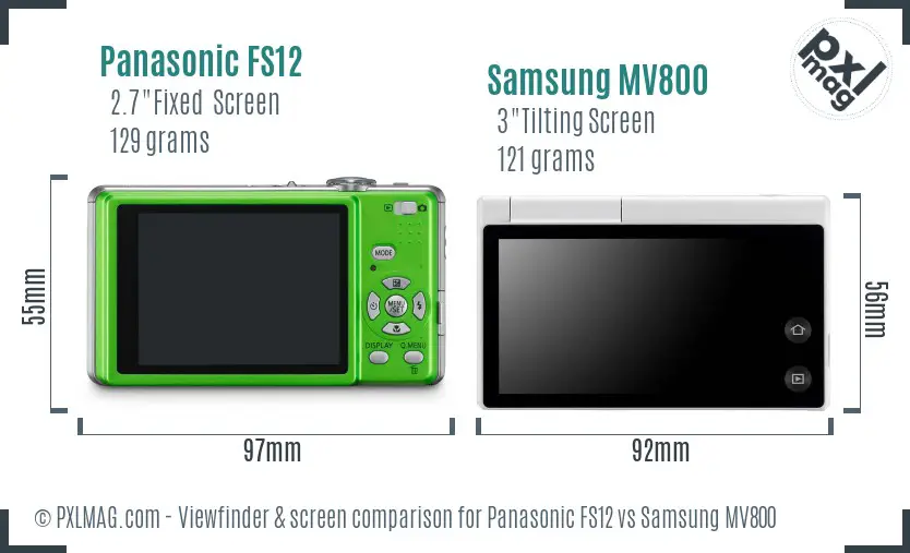 Panasonic FS12 vs Samsung MV800 Screen and Viewfinder comparison