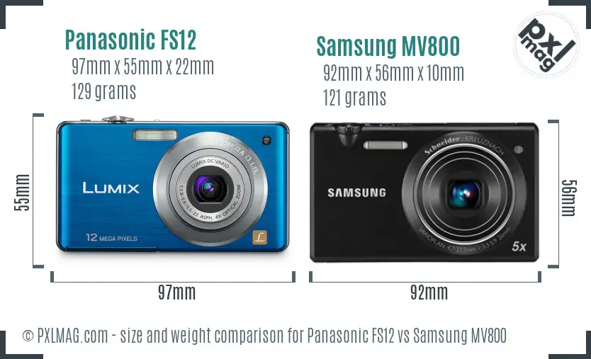 Panasonic FS12 vs Samsung MV800 size comparison