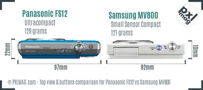 Panasonic FS12 vs Samsung MV800 top view buttons comparison