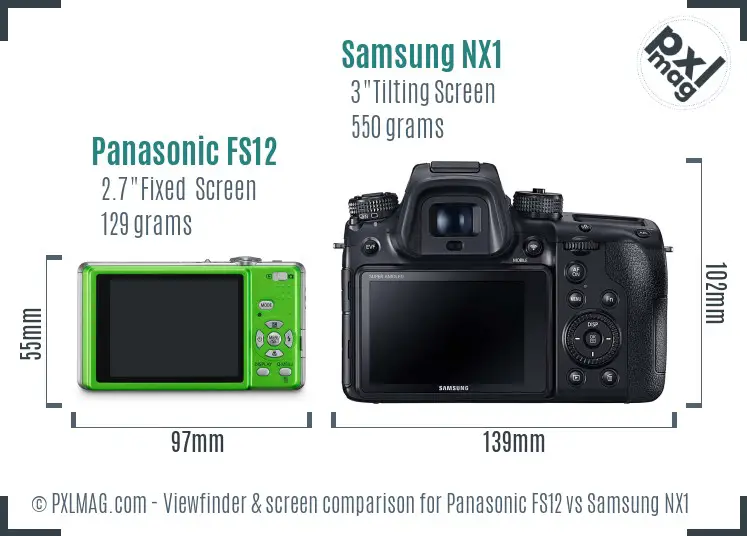 Panasonic FS12 vs Samsung NX1 Screen and Viewfinder comparison