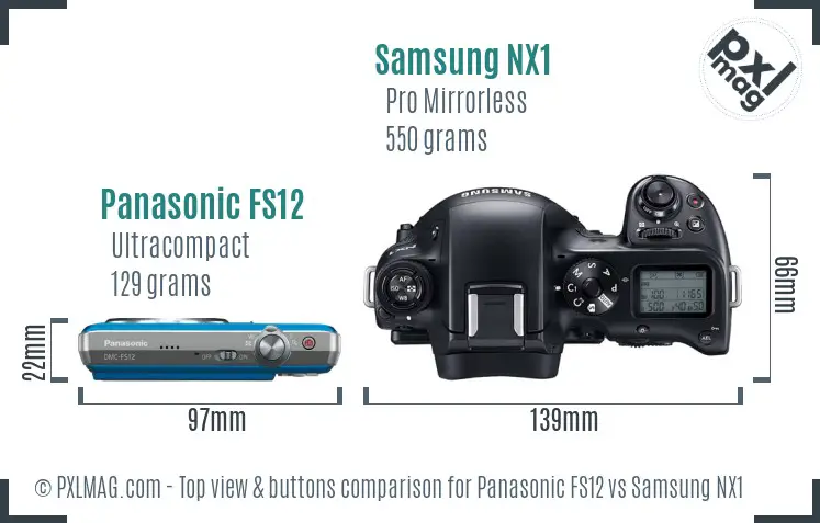 Panasonic FS12 vs Samsung NX1 top view buttons comparison