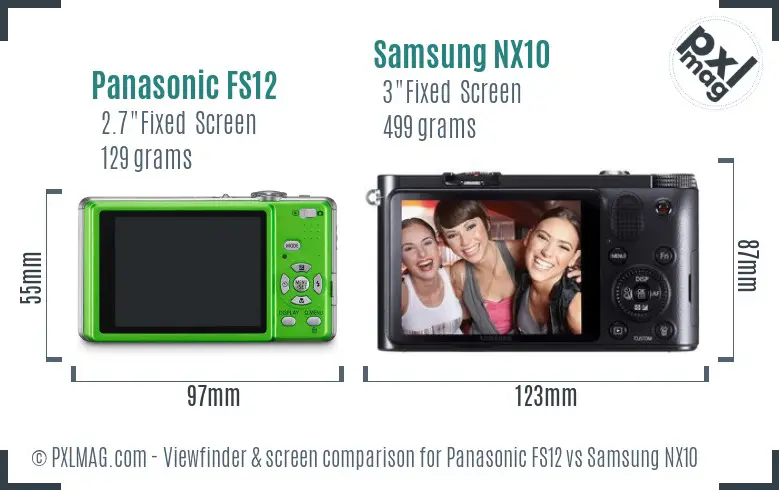 Panasonic FS12 vs Samsung NX10 Screen and Viewfinder comparison