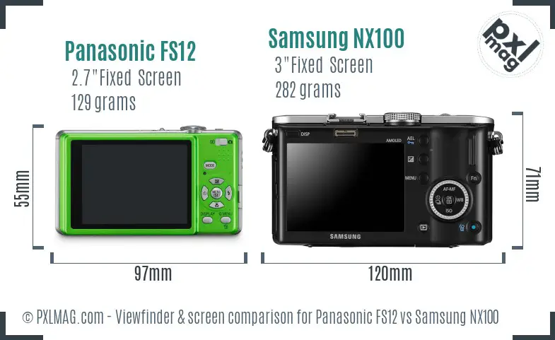 Panasonic FS12 vs Samsung NX100 Screen and Viewfinder comparison Panasonic FS12 vs Samsung NX100 Screen and Viewfinder comparison