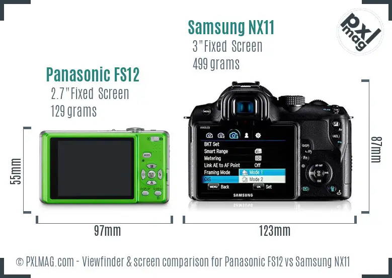 Panasonic FS12 vs Samsung NX11 Screen and Viewfinder comparison