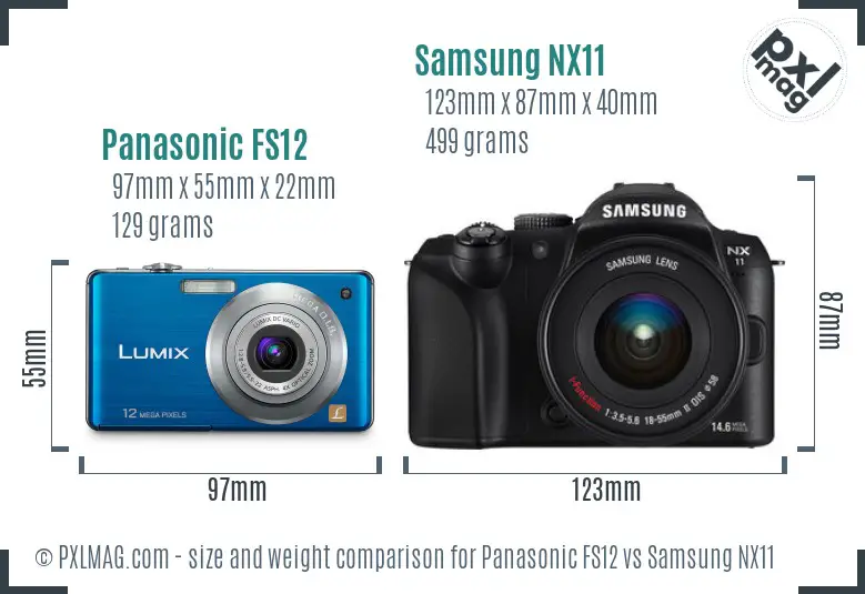 Panasonic FS12 vs Samsung NX11 size comparison