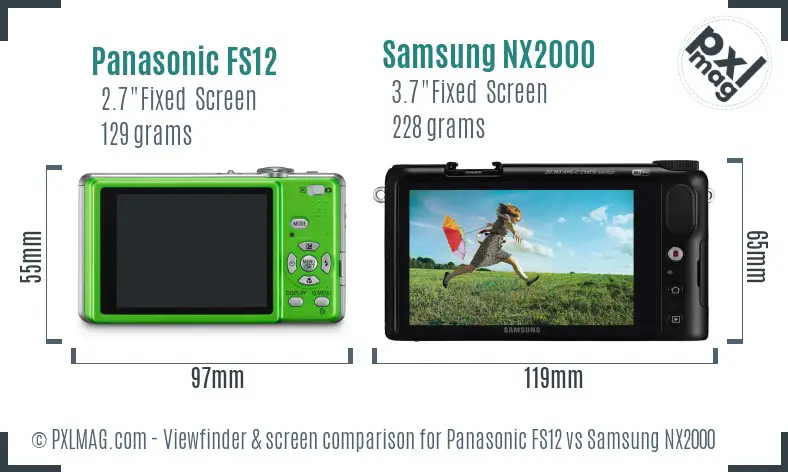 Panasonic FS12 vs Samsung NX2000 Screen and Viewfinder comparison