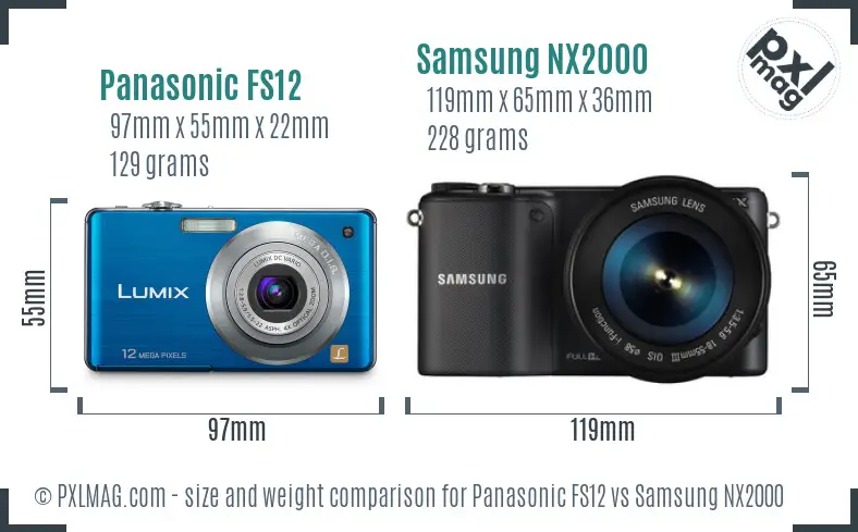 Panasonic FS12 vs Samsung NX2000 size comparison