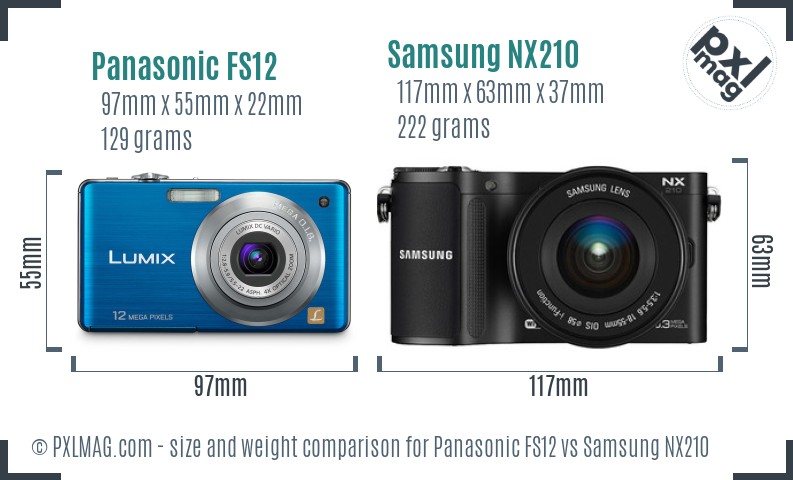 Panasonic FS12 vs Samsung NX210 size comparison