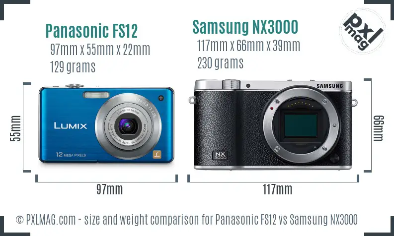 Panasonic FS12 vs Samsung NX3000 size comparison