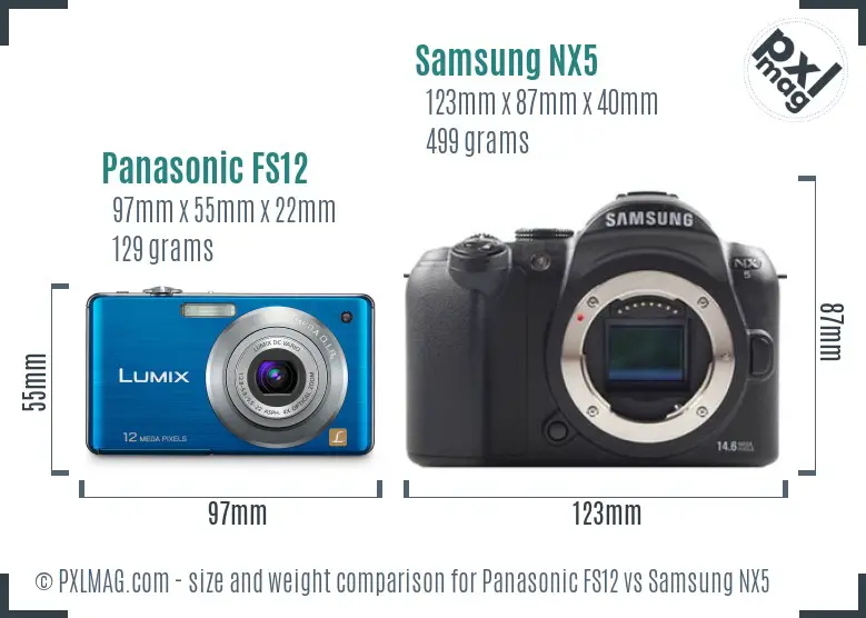 Panasonic FS12 vs Samsung NX5 size comparison