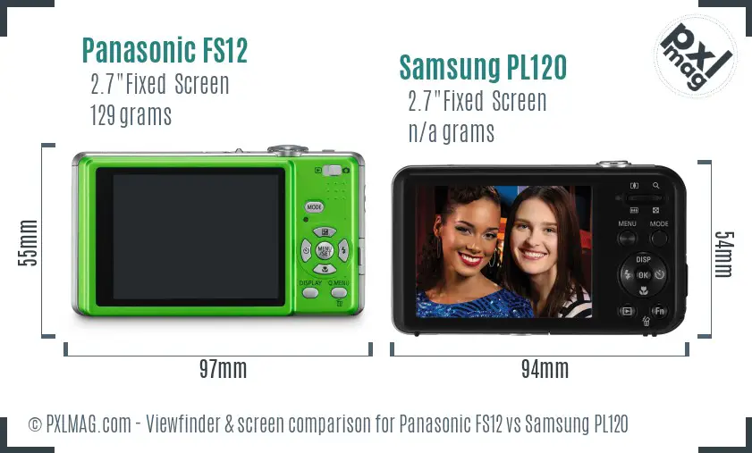 Panasonic FS12 vs Samsung PL120 Screen and Viewfinder comparison