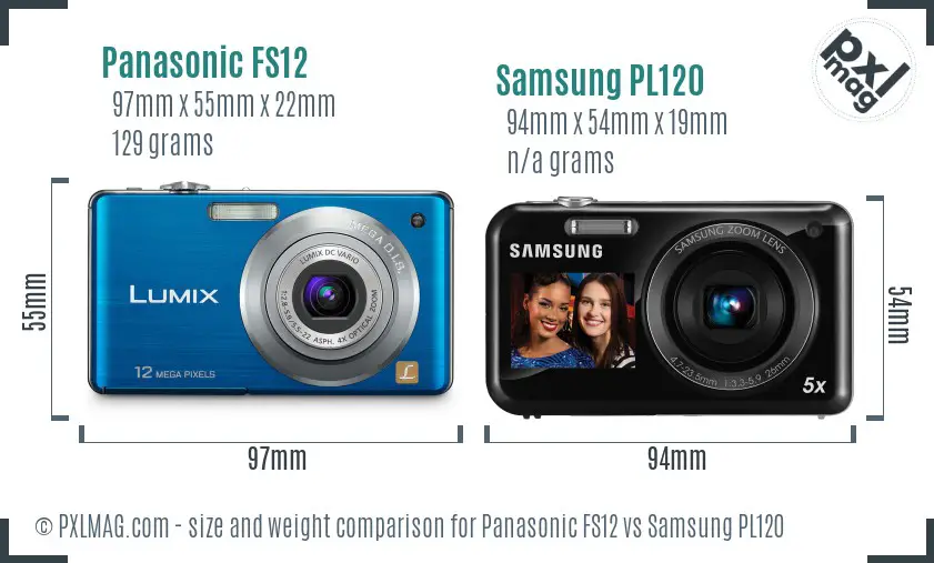 Panasonic FS12 vs Samsung PL120 size comparison