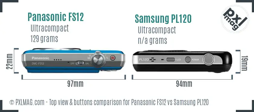 Panasonic FS12 vs Samsung PL120 top view buttons comparison
