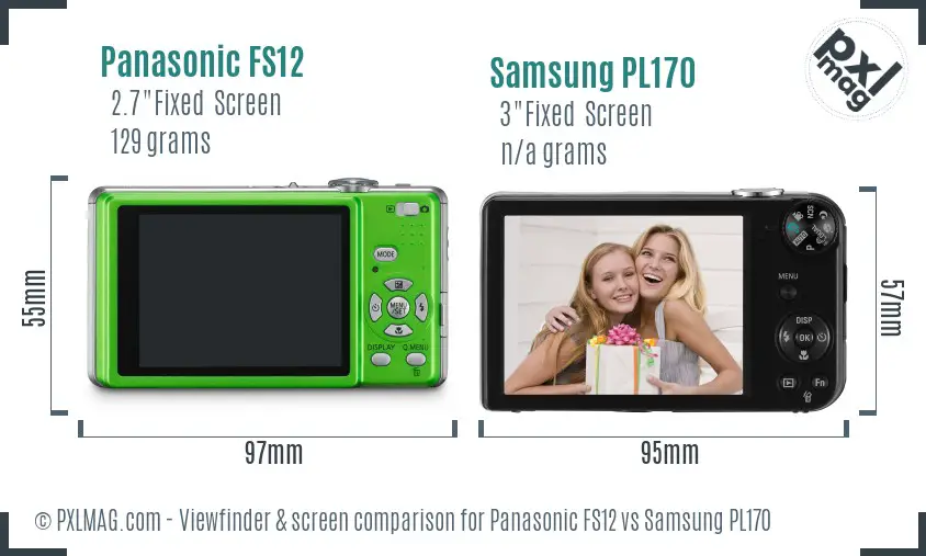 Panasonic FS12 vs Samsung PL170 Screen and Viewfinder comparison