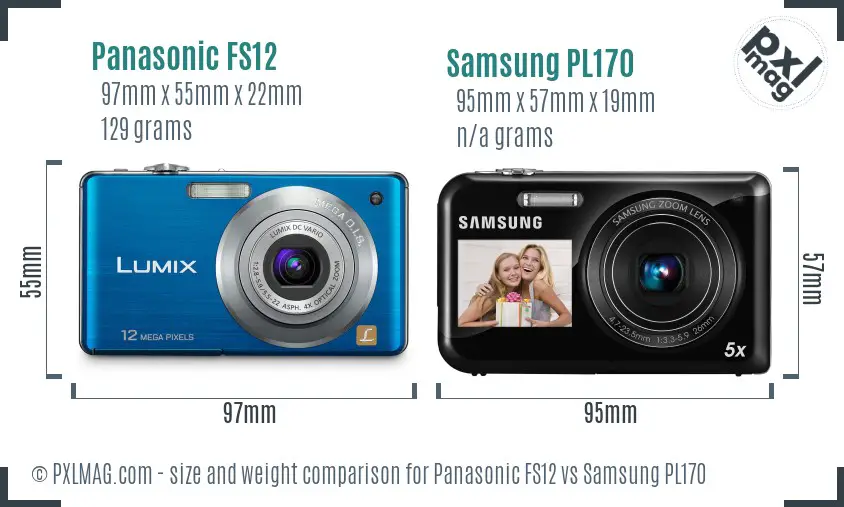Panasonic FS12 vs Samsung PL170 size comparison
