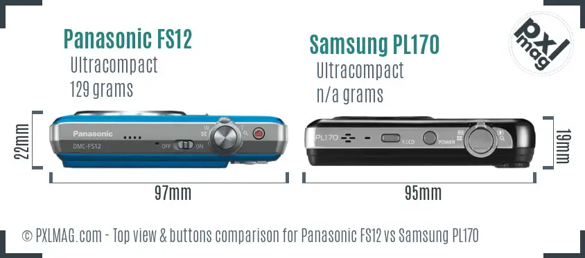 Panasonic FS12 vs Samsung PL170 top view buttons comparison