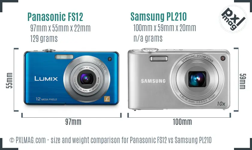 Panasonic FS12 vs Samsung PL210 size comparison