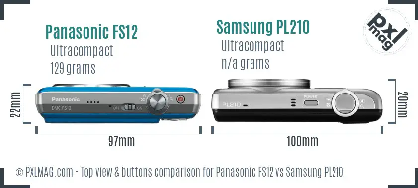Panasonic FS12 vs Samsung PL210 top view buttons comparison