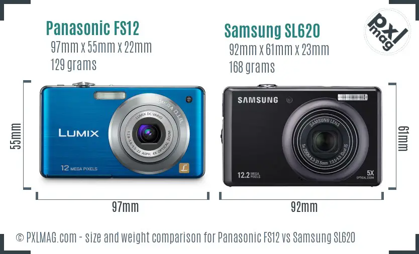 Panasonic FS12 vs Samsung SL620 size comparison