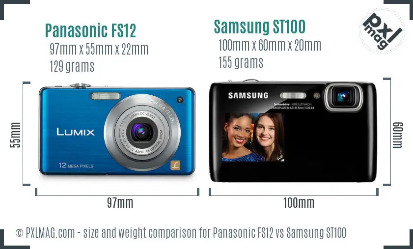 Panasonic FS12 vs Samsung ST100 size comparison