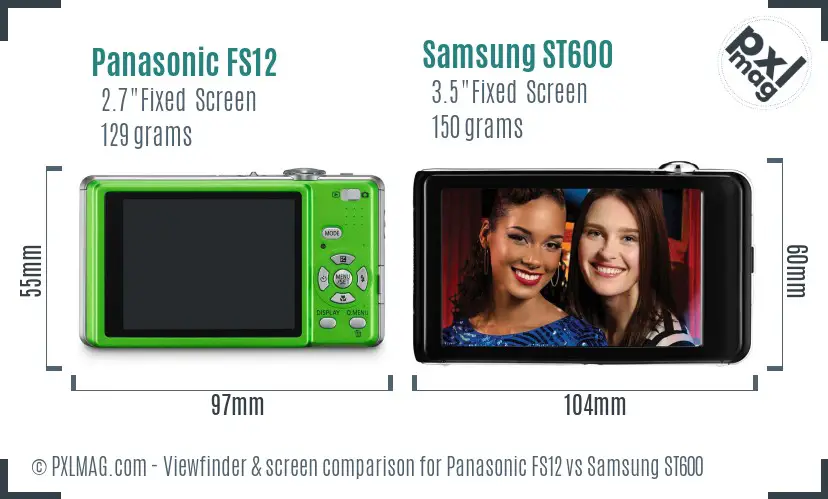 Panasonic FS12 vs Samsung ST600 Screen and Viewfinder comparison