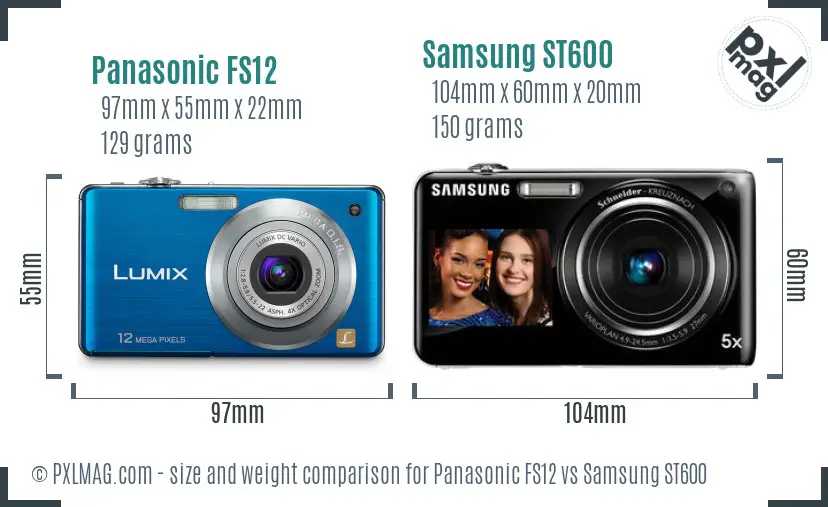 Panasonic FS12 vs Samsung ST600 size comparison