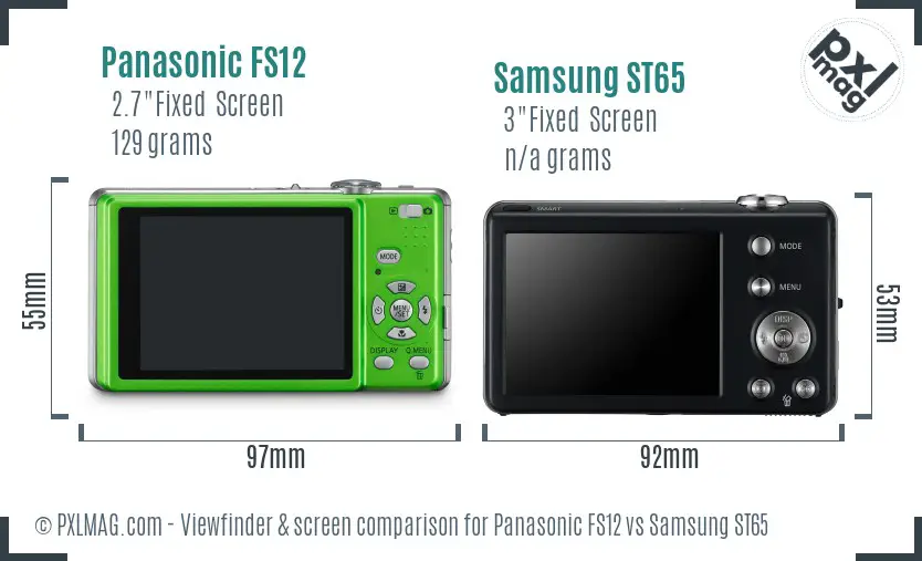 Panasonic FS12 vs Samsung ST65 Screen and Viewfinder comparison