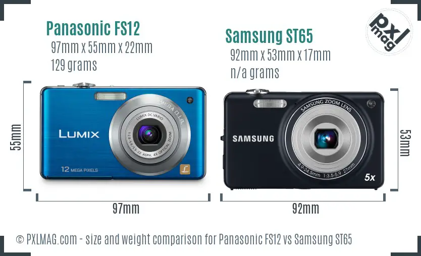 Panasonic FS12 vs Samsung ST65 size comparison