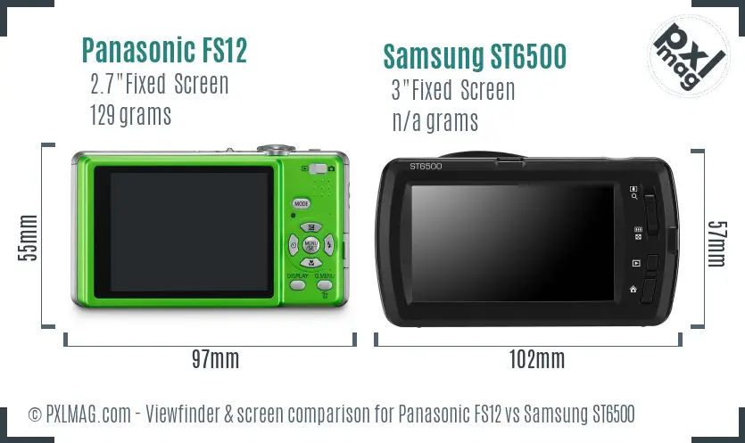 Panasonic FS12 vs Samsung ST6500 Screen and Viewfinder comparison