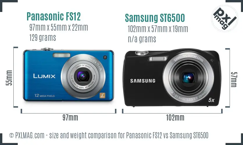 Panasonic FS12 vs Samsung ST6500 size comparison