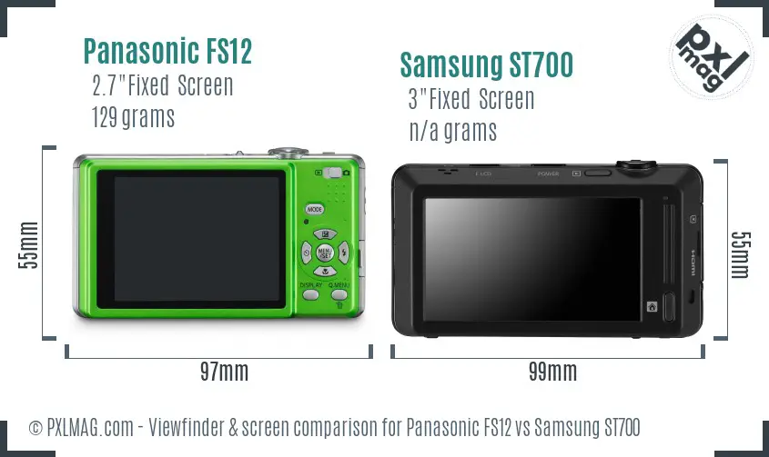 Panasonic FS12 vs Samsung ST700 Screen and Viewfinder comparison