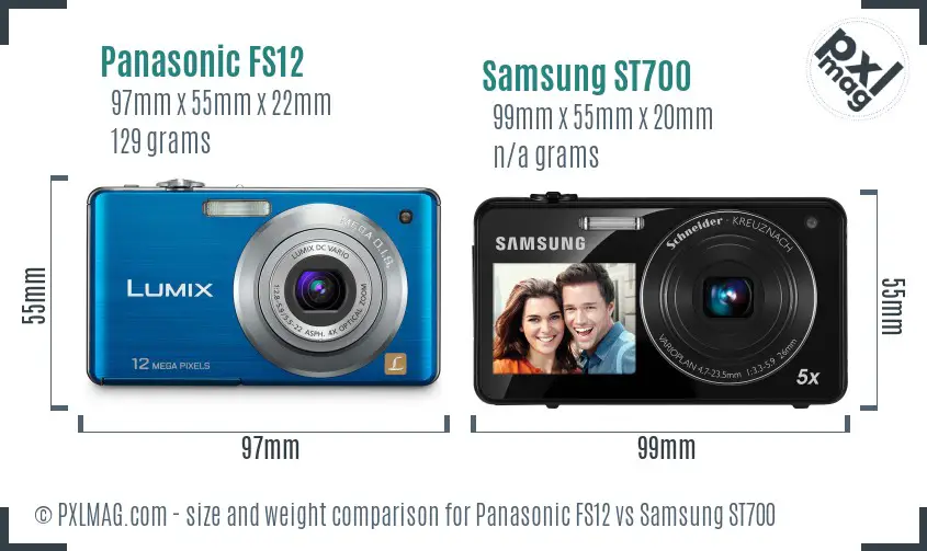 Panasonic FS12 vs Samsung ST700 size comparison