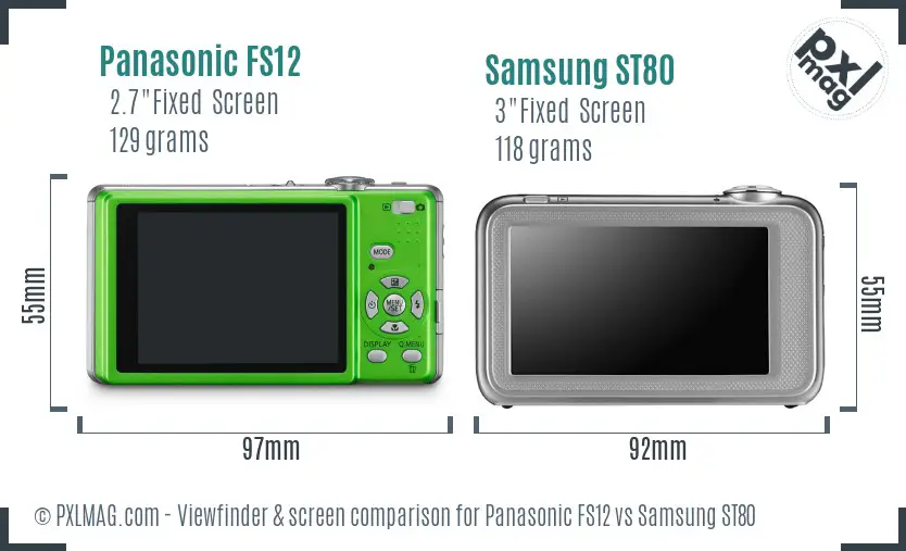 Panasonic FS12 vs Samsung ST80 Screen and Viewfinder comparison
