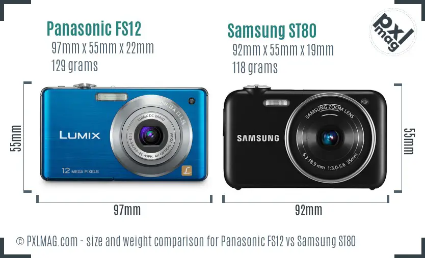 Panasonic FS12 vs Samsung ST80 size comparison