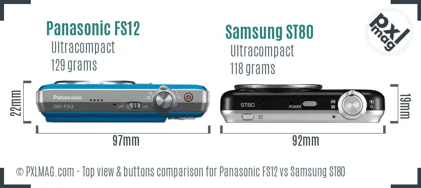 Panasonic FS12 vs Samsung ST80 top view buttons comparison