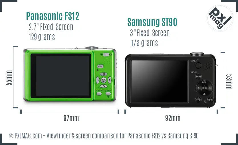 Panasonic FS12 vs Samsung ST90 Screen and Viewfinder comparison