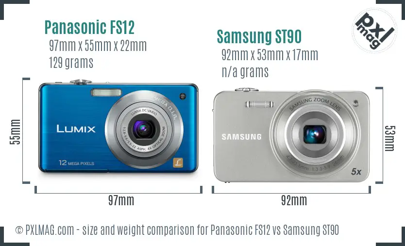 Panasonic FS12 vs Samsung ST90 size comparison