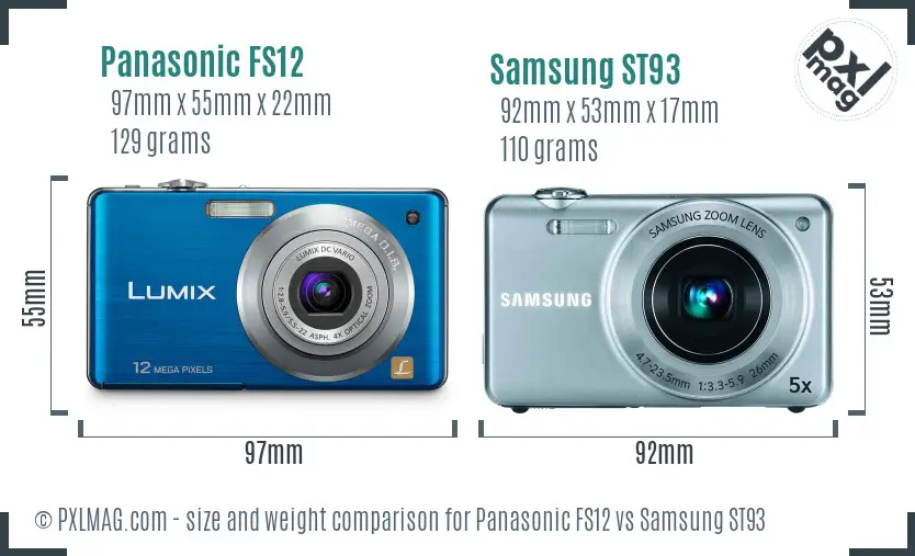 Panasonic FS12 vs Samsung ST93 size comparison