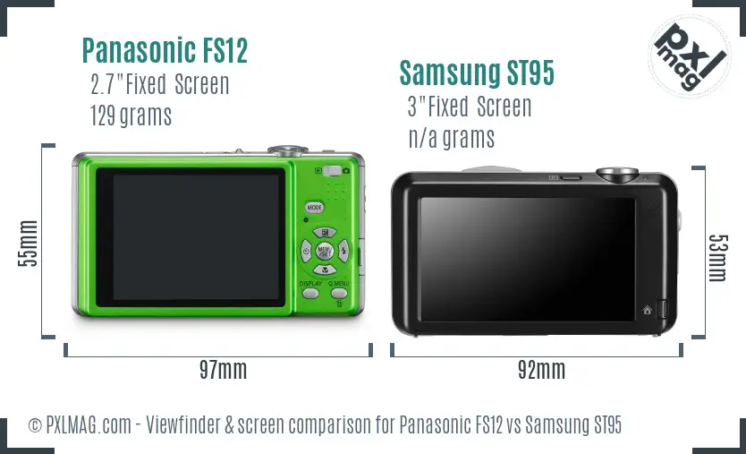 Panasonic FS12 vs Samsung ST95 Screen and Viewfinder comparison